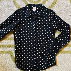 Faded Glory Black and White Polka Dot Shirt